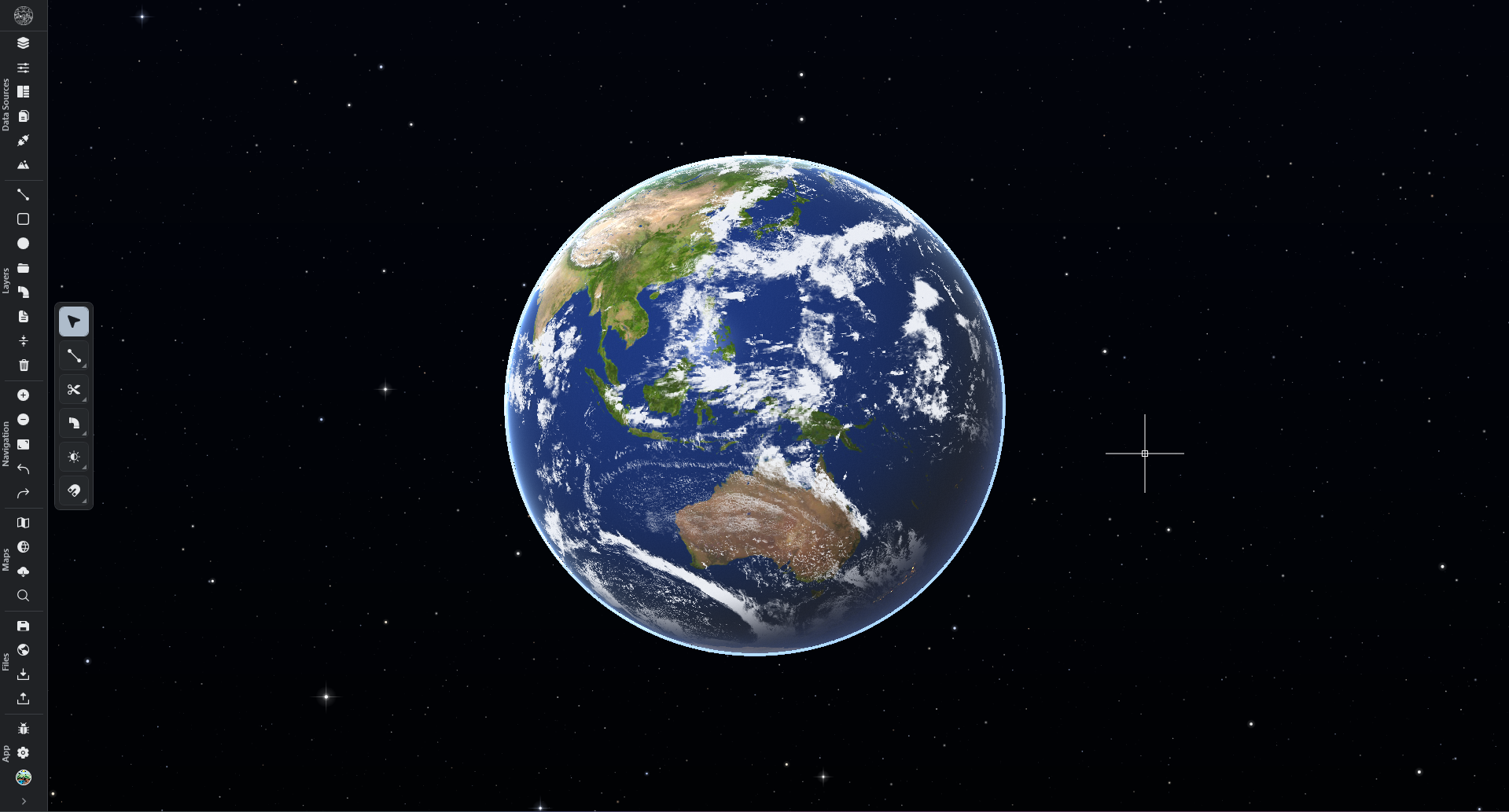 R.EARTH 3D globe with cloud cover and starfield