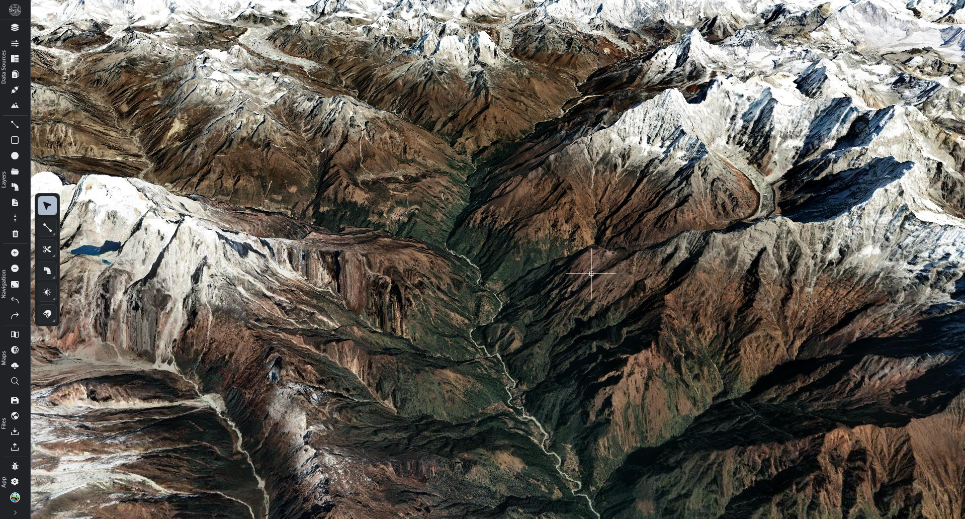 R.EARTH 3D terrain relief over a mountain range
