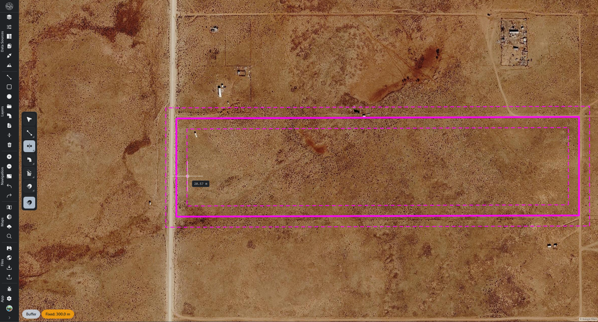 R.EARTH Offset tool in Buffer mode showing inset and outset rings
